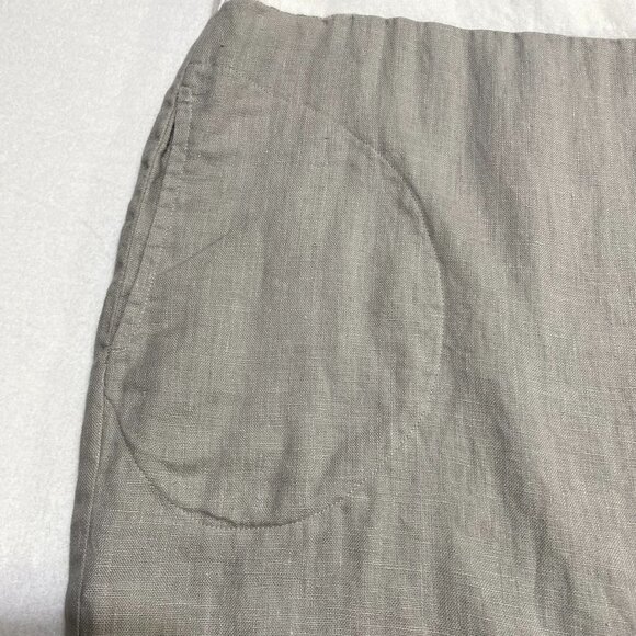 Magic Linen Women's Adria Color Block Linen 3/4 Sleeve Dress Size M White Gray - Picture 5 of 9